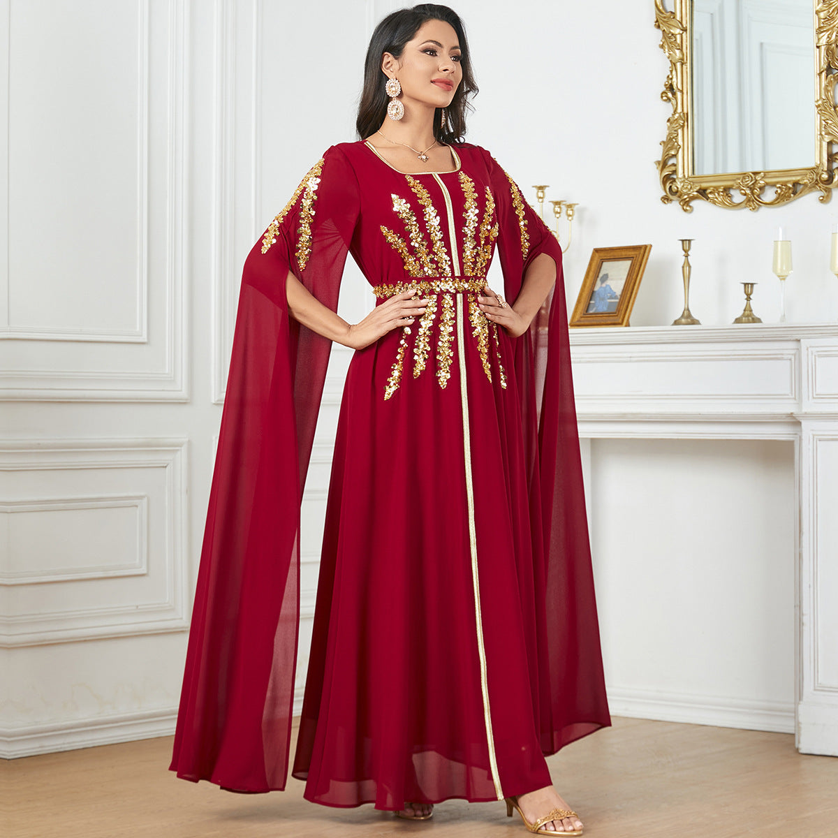 Robe Longue à Manches Super Longues – Fluidité & Silhouette Aérienne