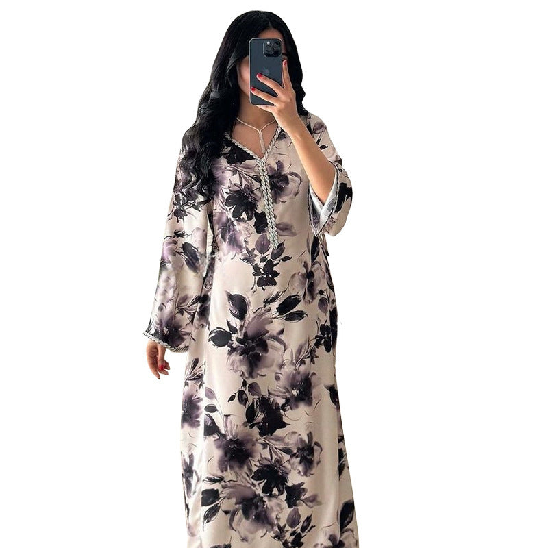 Robe Imprimée Style Dubaï – Élégance Légère & Modernité