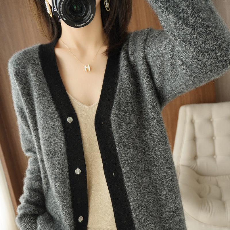 cardigan en cachemire à motif colorblock