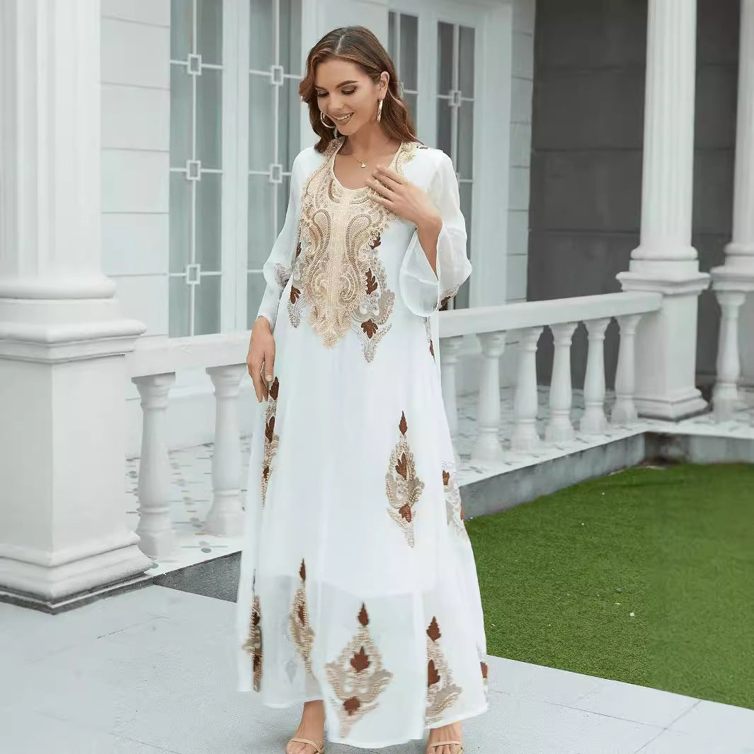 Robe Longue en Mesh Brodé