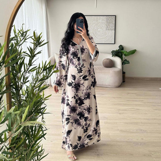 Robe Imprimée Style Dubaï – Élégance Légère & Modernité