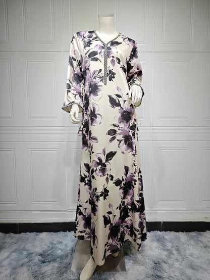 Robe Imprimée Style Dubaï – Élégance Légère & Modernité