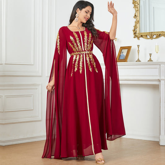 Robe Longue à Manches Super Longues – Fluidité & Silhouette Aérienne