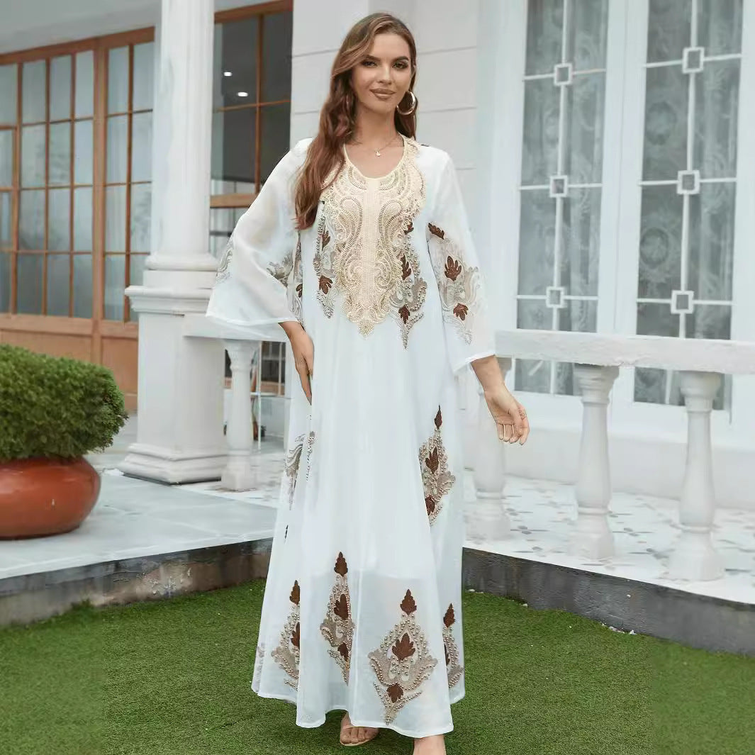 Robe Longue en Mesh Brodé