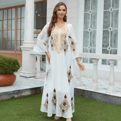 Robe Longue en Mesh Brodé