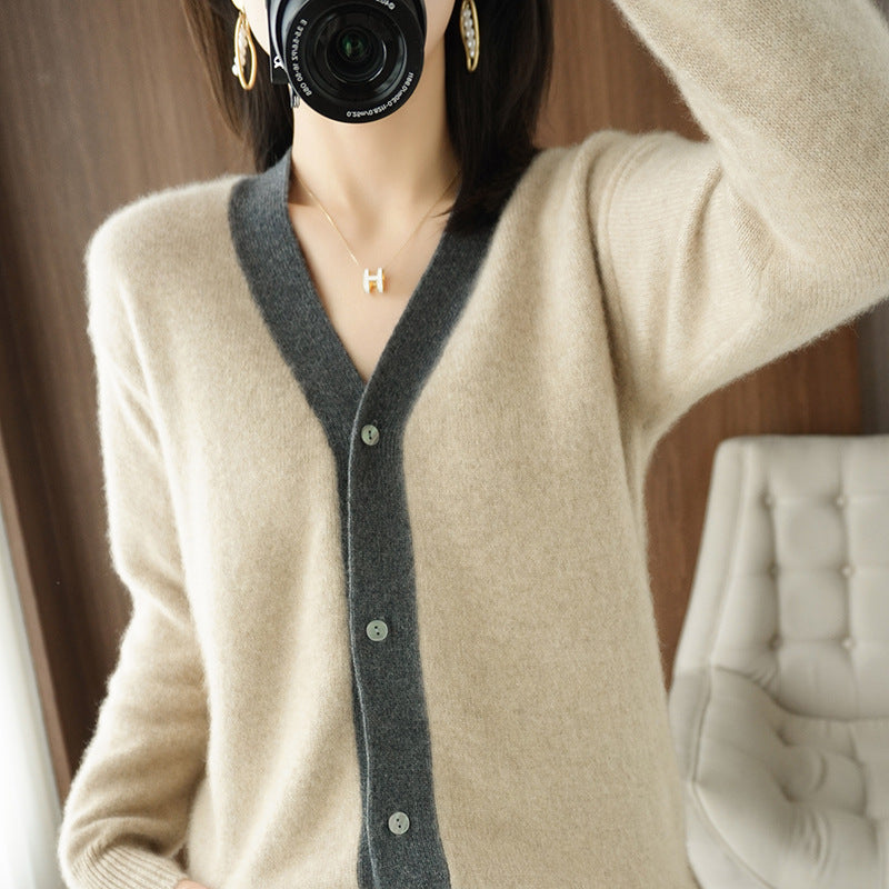 cardigan en cachemire à motif colorblock