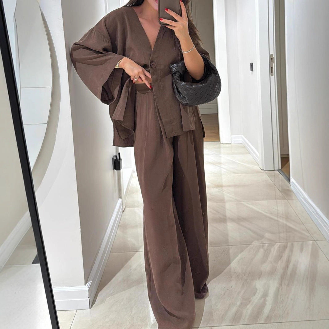 Ensemble Cardigan & Pantalon – Élégance Décontractée