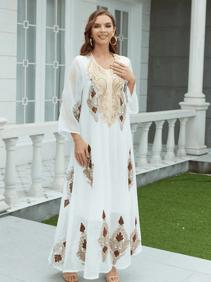 Robe Longue en Mesh Brodé