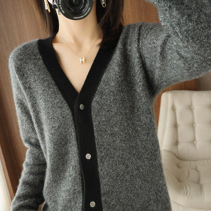 cardigan en cachemire à motif colorblock