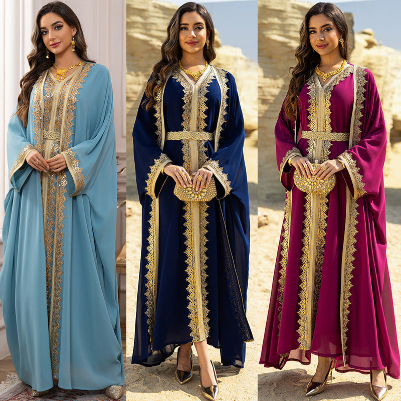 Robe Longue à Ceinture – Élégance Orientale & Fluidité Aérienne