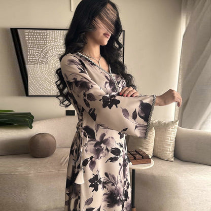 Robe Imprimée Style Dubaï – Élégance Légère & Modernité