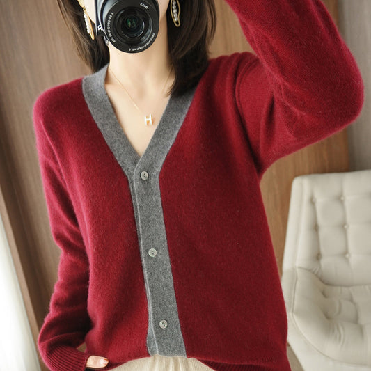 cardigan en cachemire à motif colorblock