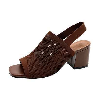 Sandales à talons hauts tissées – Style européen & américain moderne