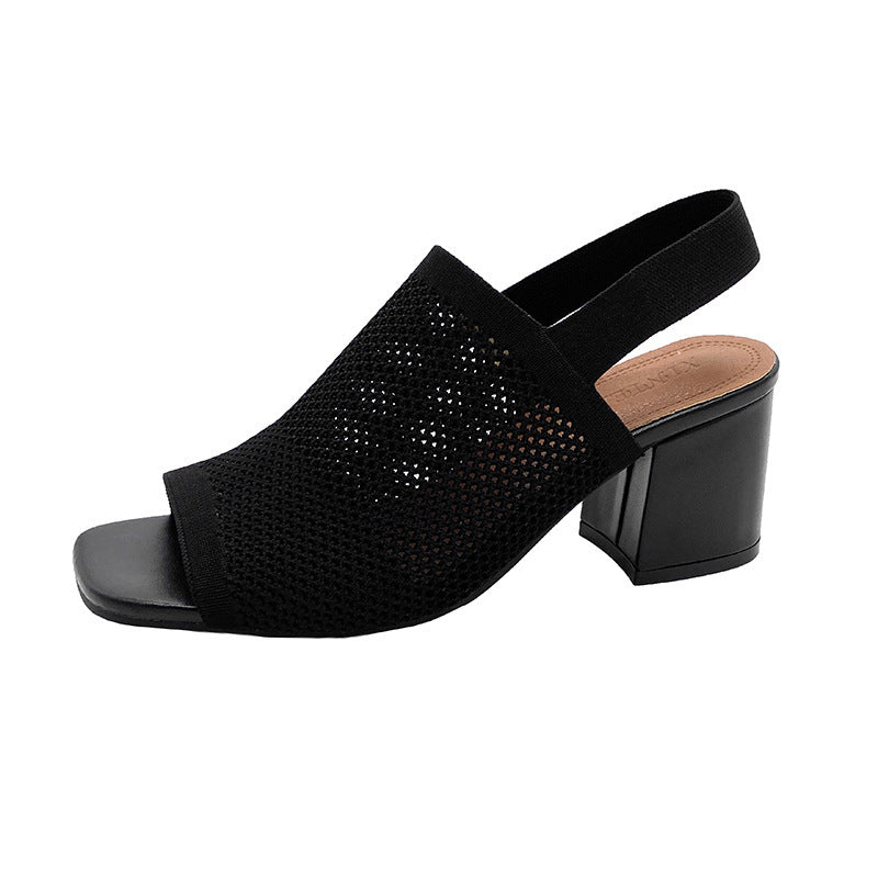 Sandales à talons hauts tissées – Style européen & américain moderne