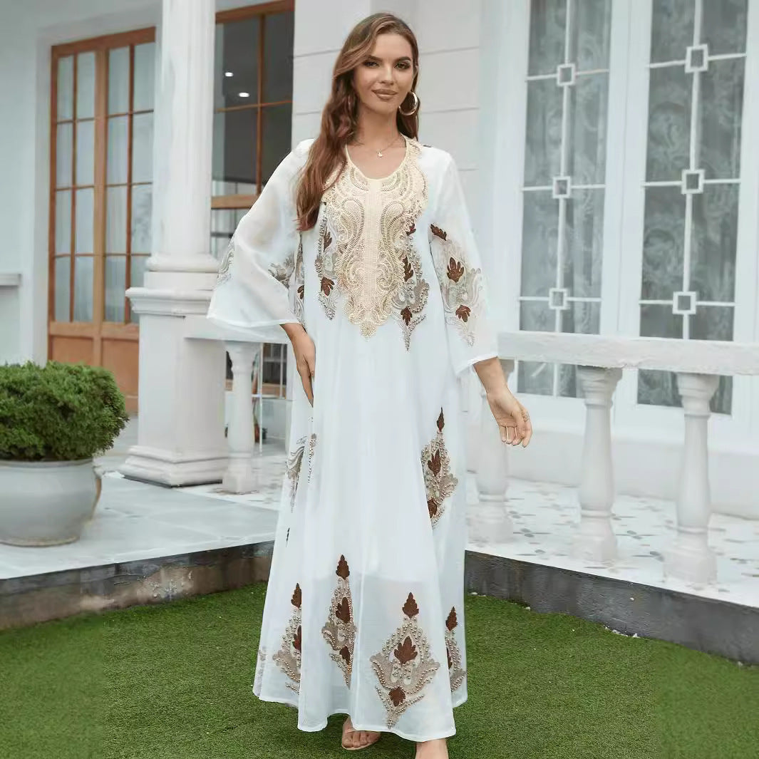 Robe Longue en Mesh Brodé