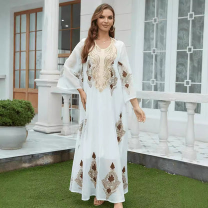 Robe Longue en Mesh Brodé