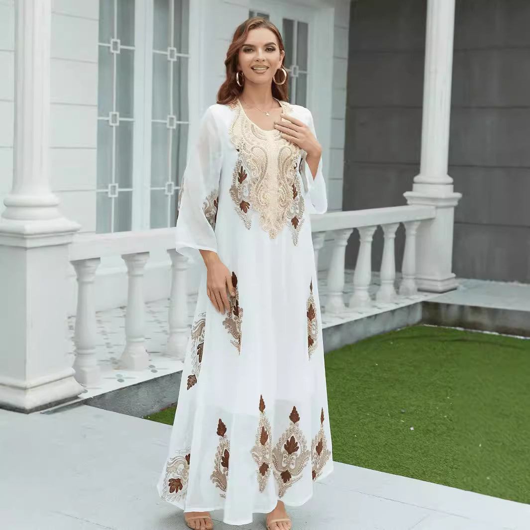 Robe Longue en Mesh Brodé