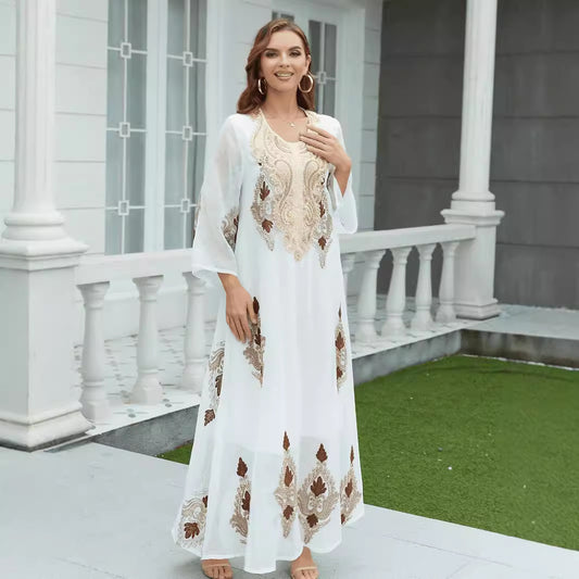 Robe Longue en Mesh Brodé
