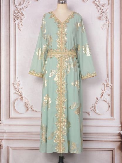 Robe Touriste Style Dubaï – Reflets Bronzing & Élégance Décontractée