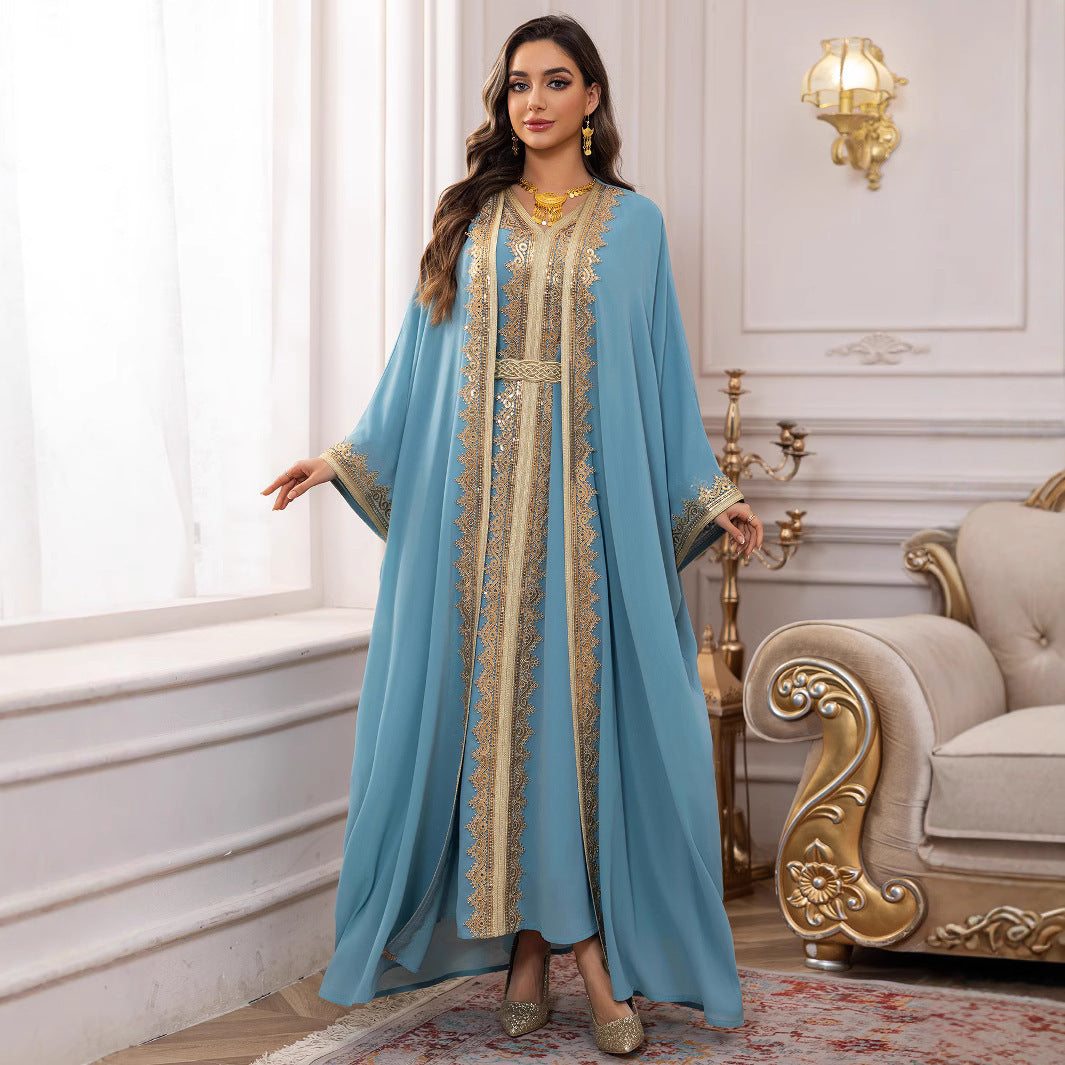 Robe Longue à Ceinture – Élégance Orientale & Fluidité Aérienne