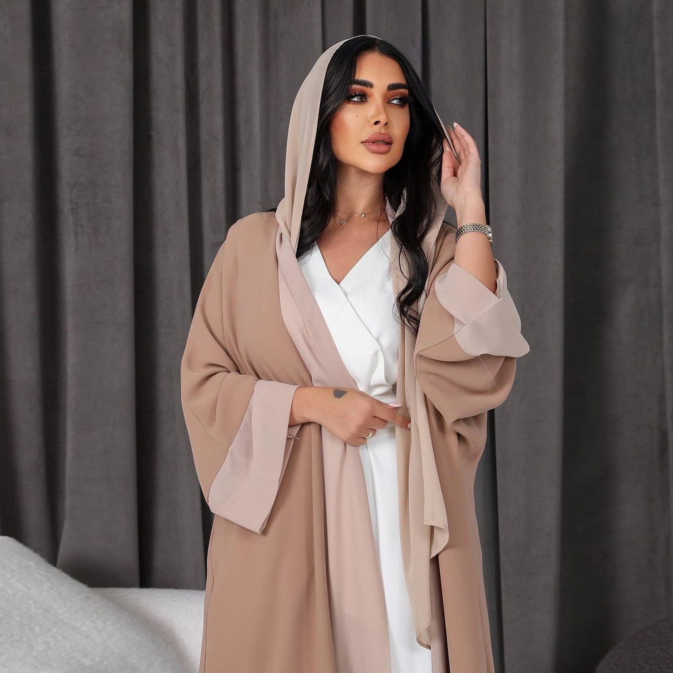 Cardigan-Cape en Chiffon Patchwork – Élégance Flottante & Détail Bohème