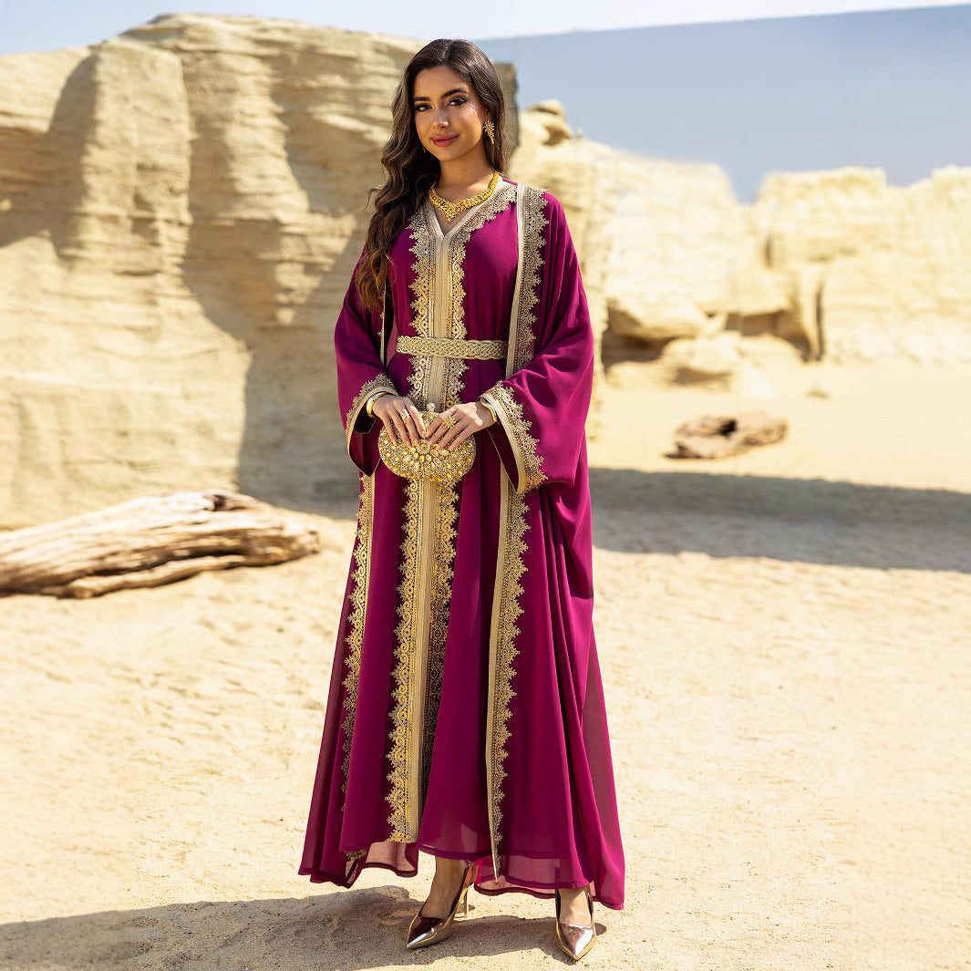 Robe Longue à Ceinture – Élégance Orientale & Fluidité Aérienne