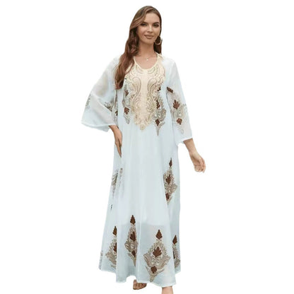 Robe Longue en Mesh Brodé