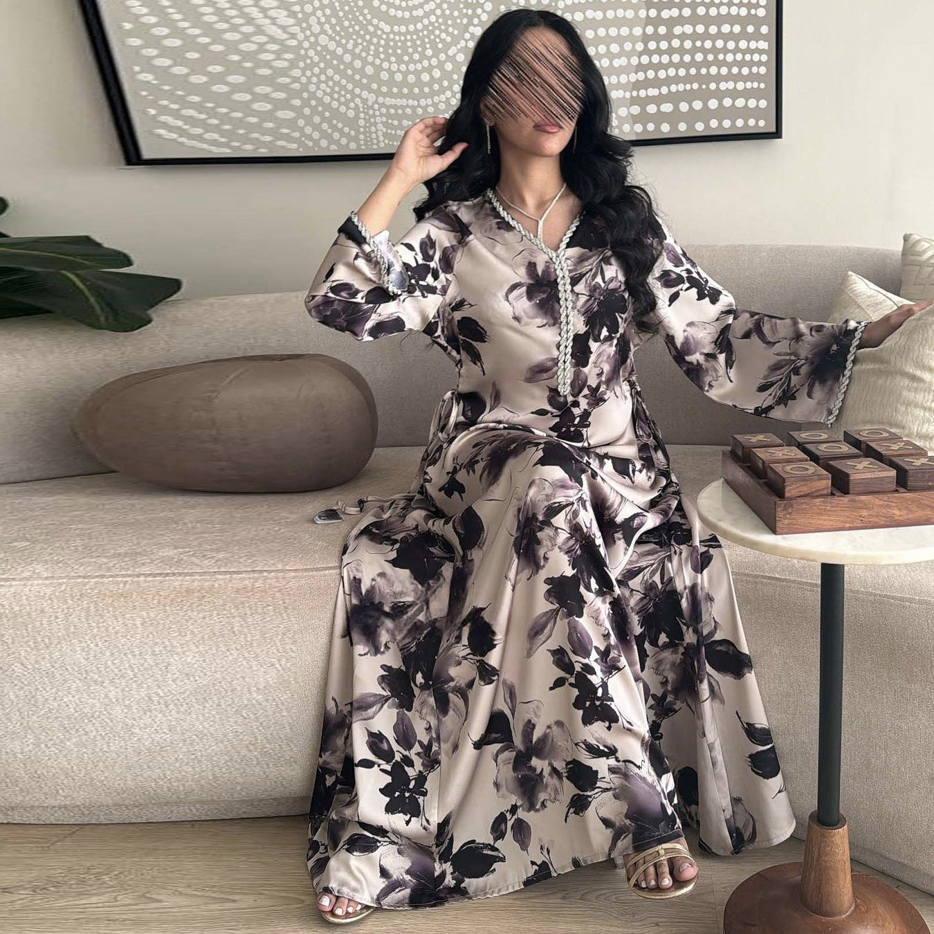 Robe Imprimée Style Dubaï – Élégance Légère & Modernité