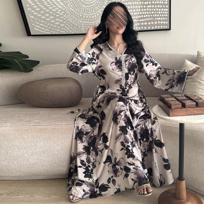 Robe Imprimée Style Dubaï – Élégance Légère & Modernité
