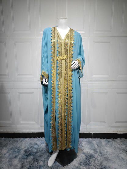 Robe Longue à Ceinture – Élégance Orientale & Fluidité Aérienne