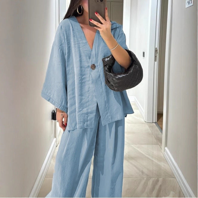 Ensemble Cardigan & Pantalon – Élégance Décontractée