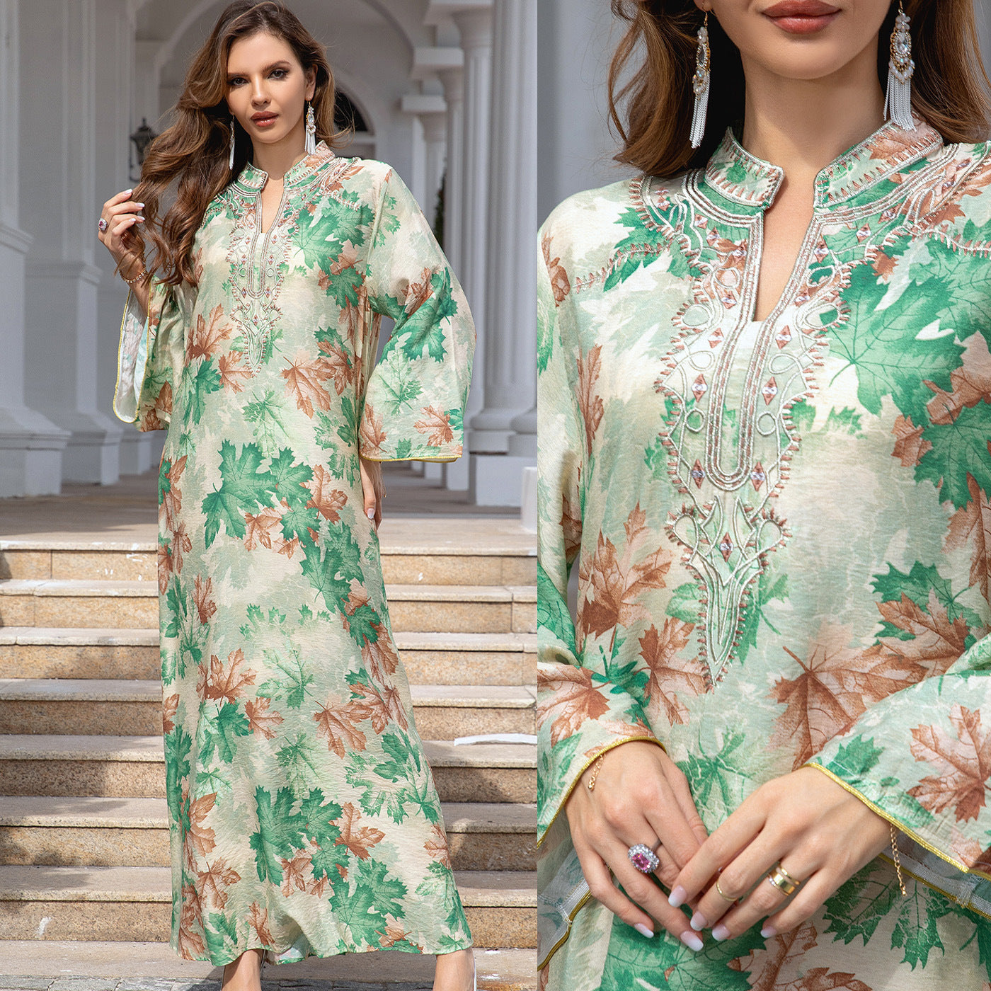 Robe Longue Brodée – Style Élégant & Inspiré
