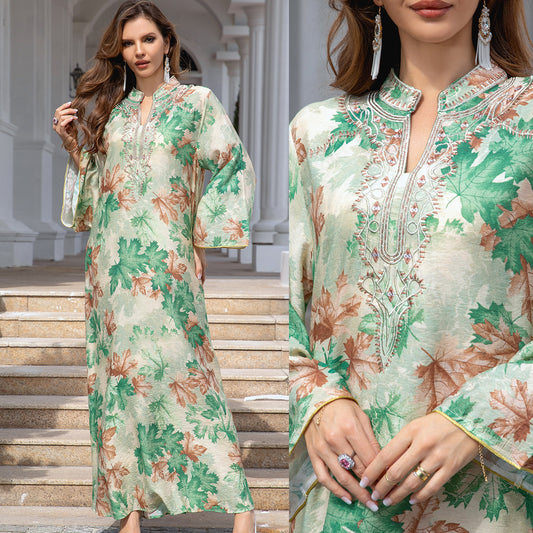 Robe Longue Brodée – Style Élégant & Inspiré