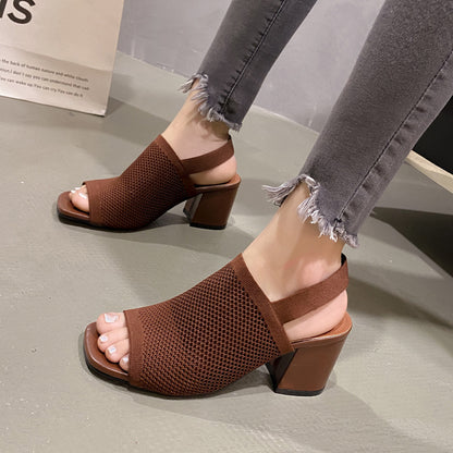 Sandales à talons hauts tissées – Style européen & américain moderne