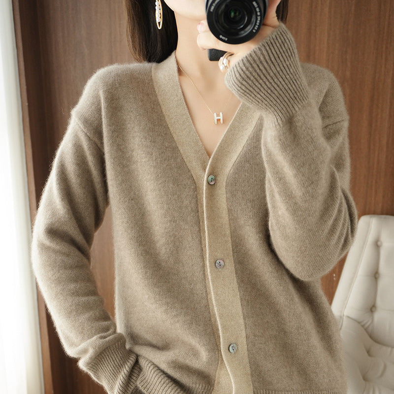cardigan en cachemire à motif colorblock
