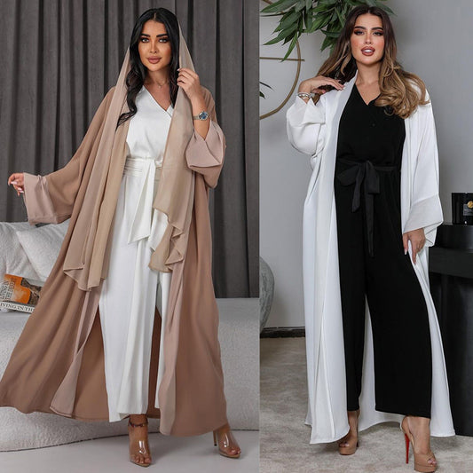 Cardigan-Cape en Chiffon Patchwork – Élégance Flottante & Détail Bohème